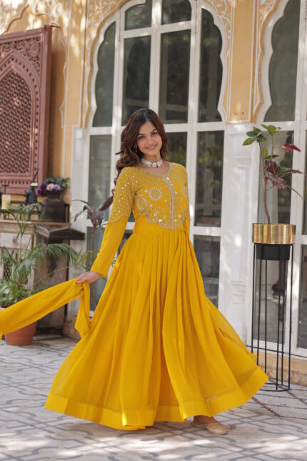 Faux Blooming Georgette With Attractive embroidered Work